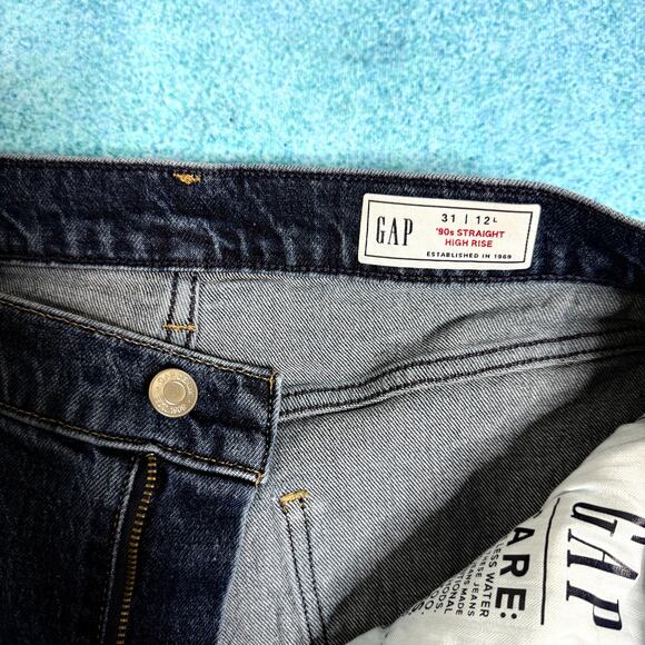 GAP Women’s Y2K Straight Leg Jeans Sz 31/12 Long High Rise 90s Style Dark Indigo - Picture 11 of 16
